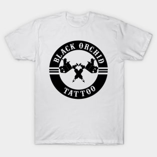 Black Orchid tattoo circle logo T-Shirt